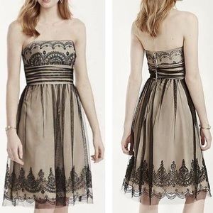 David’s Bridal Black Strapless Tulle Caviar Beading Short Formal Dress Size 12